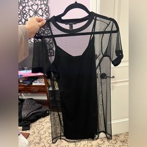 Sheer mini dress with black camisole underneath (attached) size medium